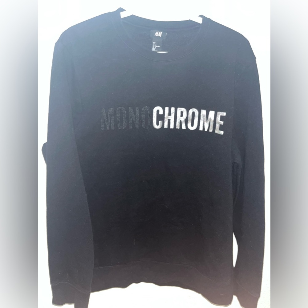 H&M Black Sweater Design Monochrome Size L